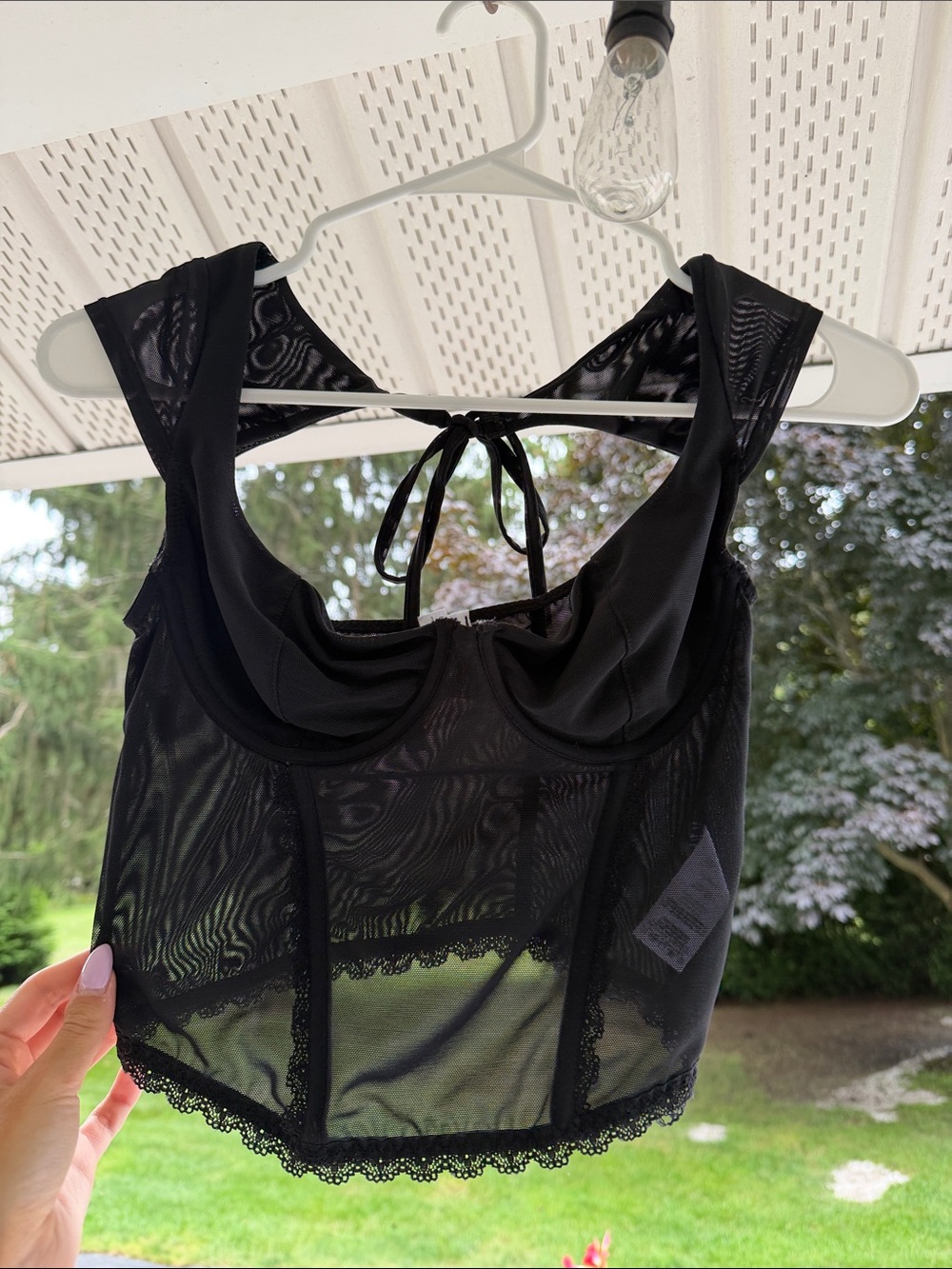 Garage Black Lace Mesh Bustier Crop Top